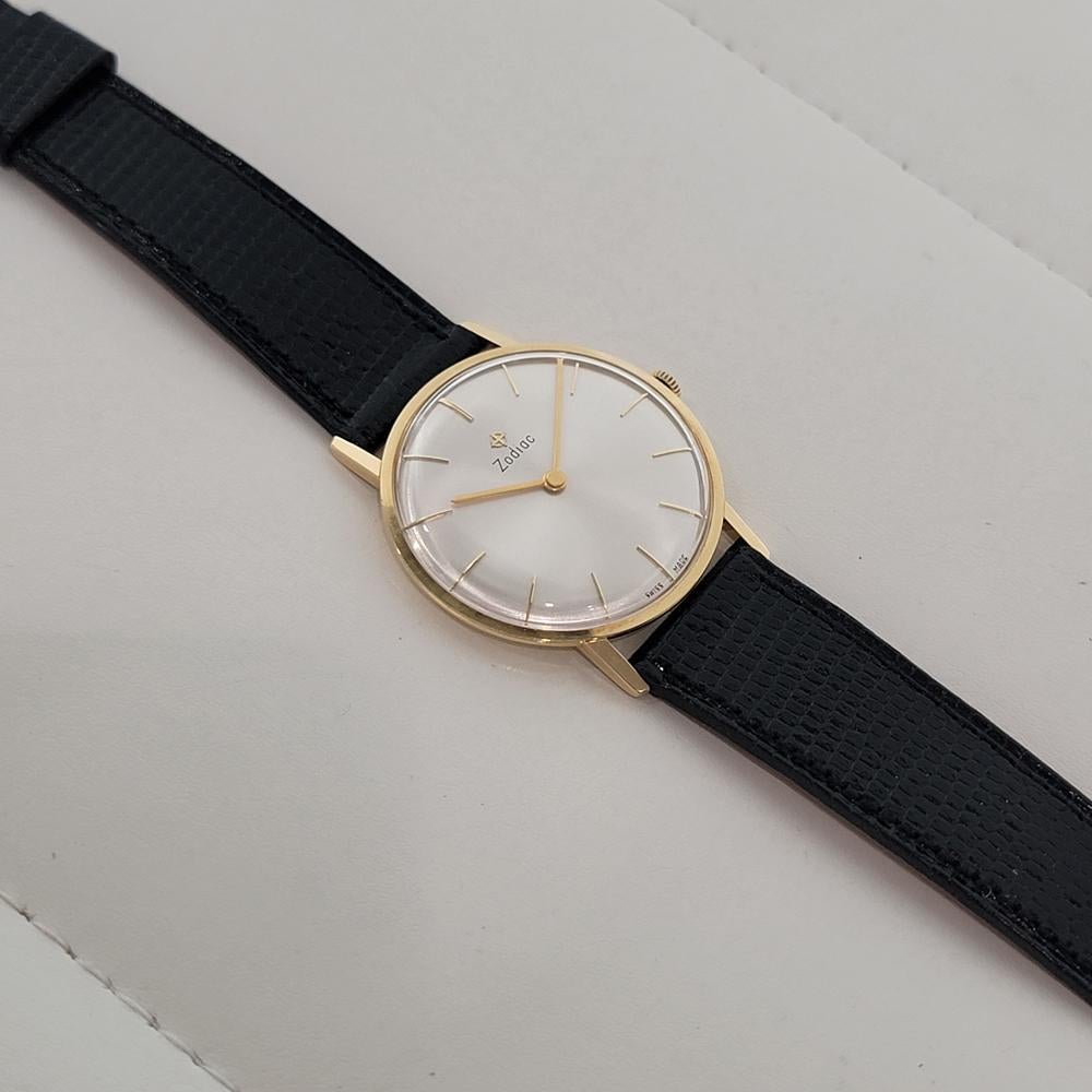 Zodiac Ultra Slim 18k Gold 34mm Herren Handaufzug Dress Watch 1970s Vintage By NA130 im Angebot 4