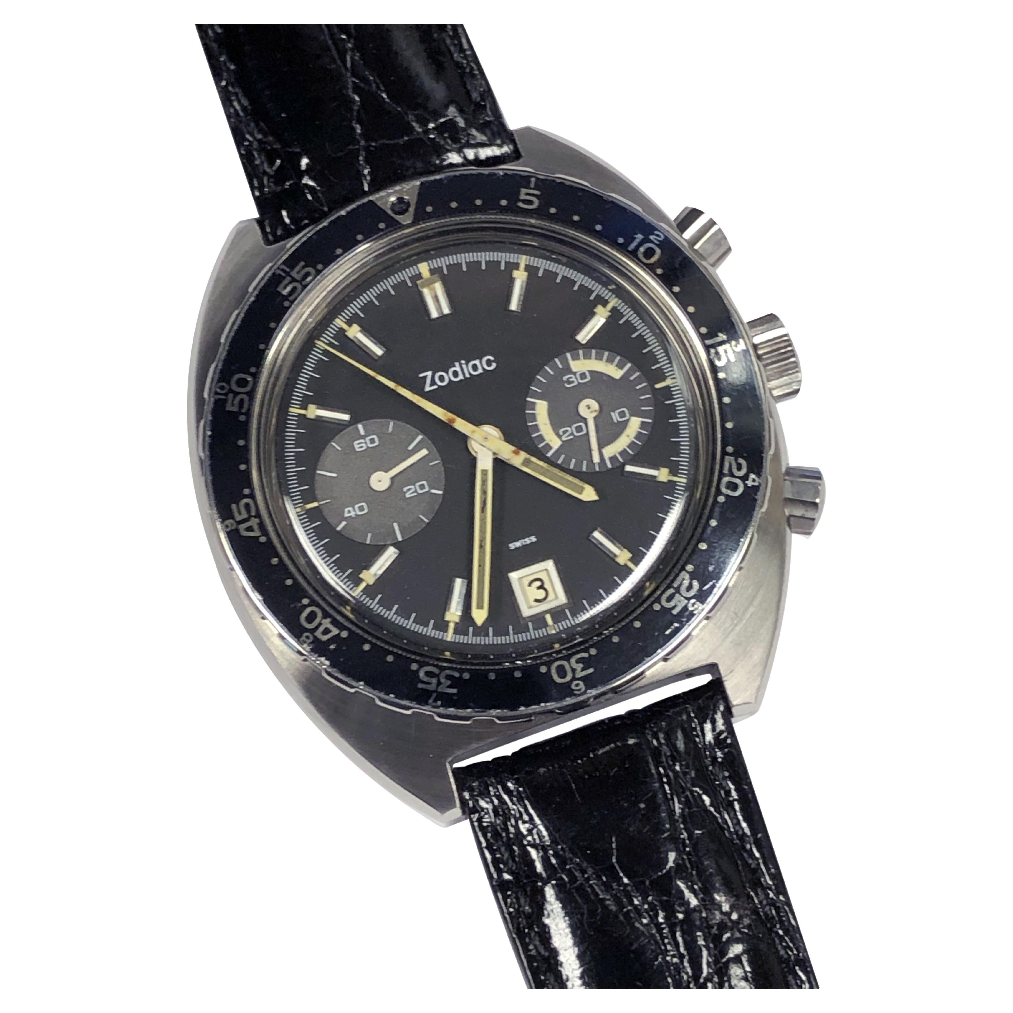 Zodiac Vintage Large Steel Mechanical Wrist Watch