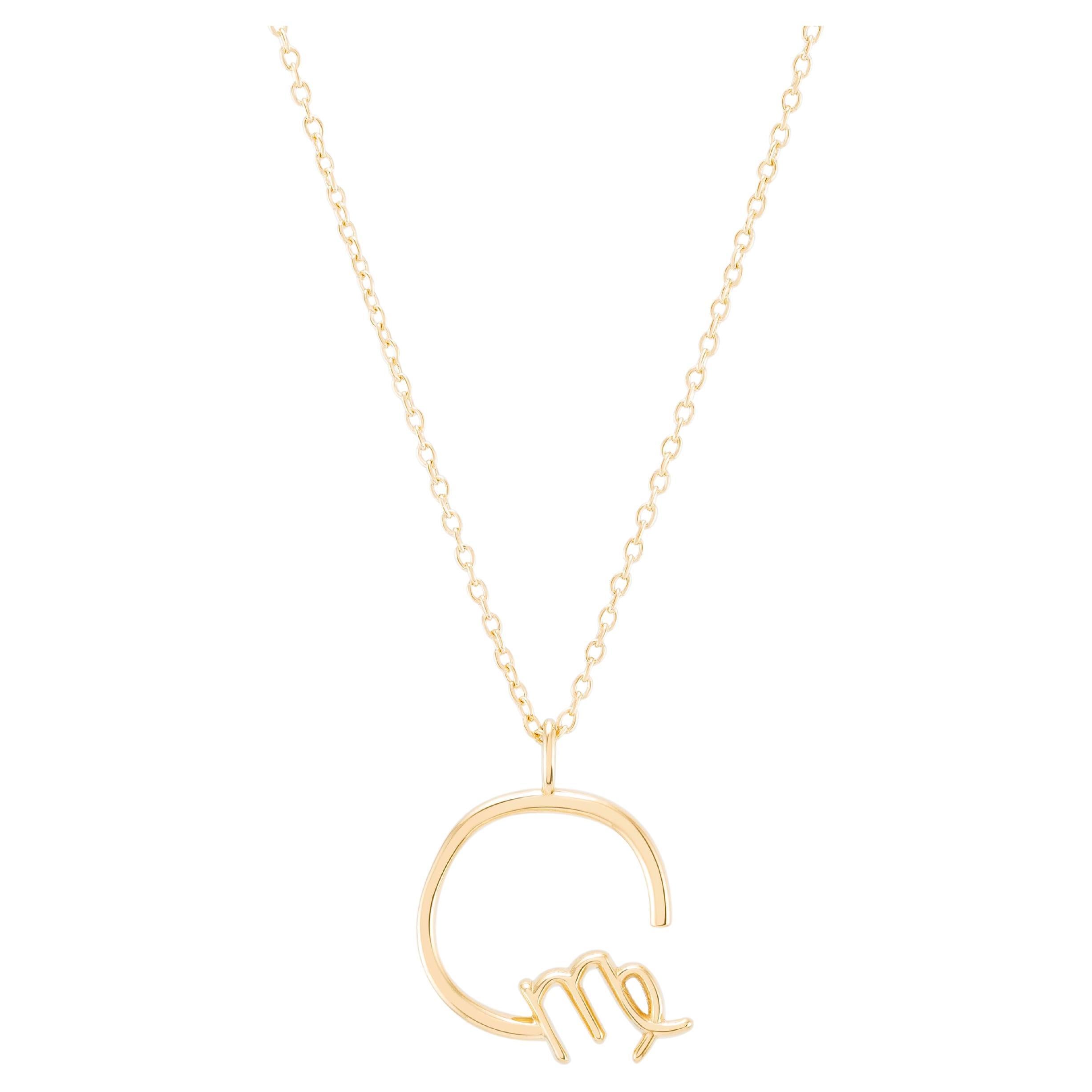 Zodiac Virgo 18k Gold Necklace For Sale