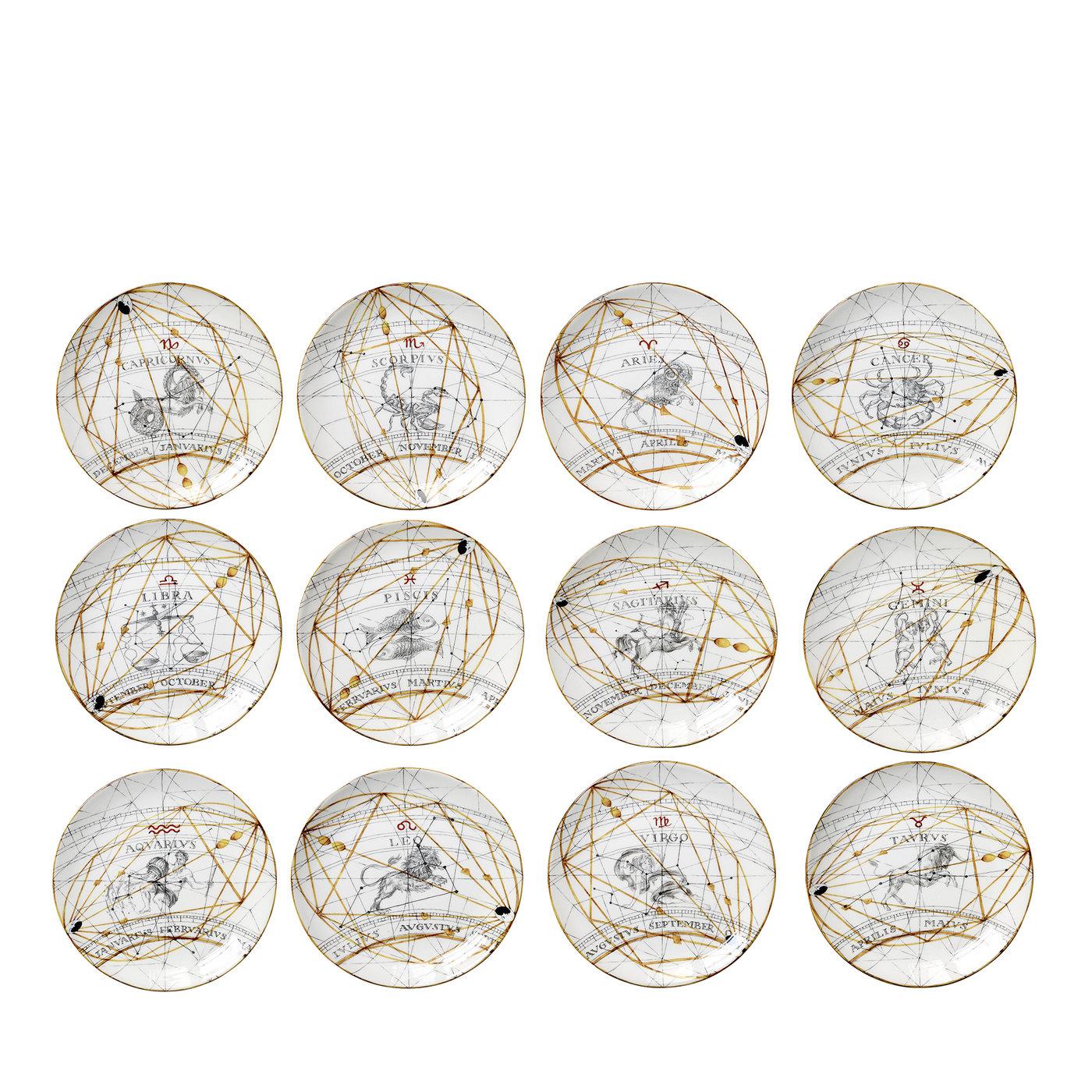 Zodiaco Vajilla de 12 Platos en Blanco, Oro y Azul en Nuevo estado para la venta en Milan, IT