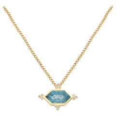 Zoe and Morgan 18 Karat Yellow Gold Aquamarine and Diamond Araceli Necklace