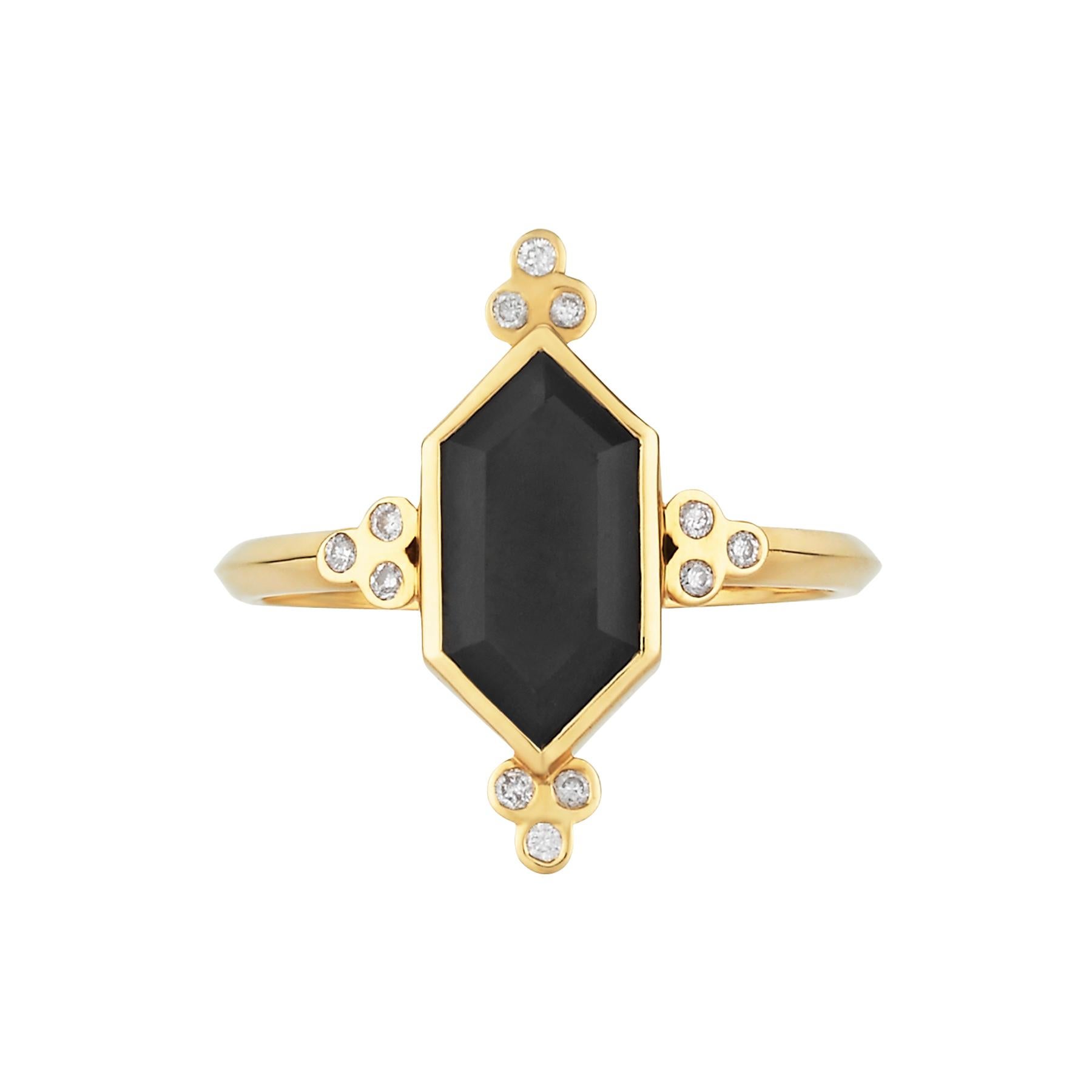 Zoe and Morgan 18 Karat Yellow Gold Green Tourmaline and Diamond Araceli Ring For Sale