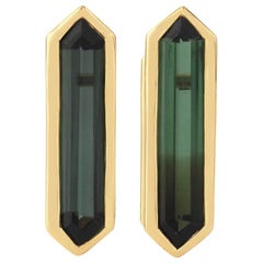 Zoe and Morgan 18 Karat Yellow Gold Green Tourmaline Celeste Stud Earrings