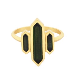 Zoe and Morgan 18 Karat Yellow Gold Green Tourmaline Kailas Ring