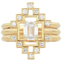 Zoe and Morgan Holos and Harmonia 18 Karat Gold Diamond Wedding Ring Set