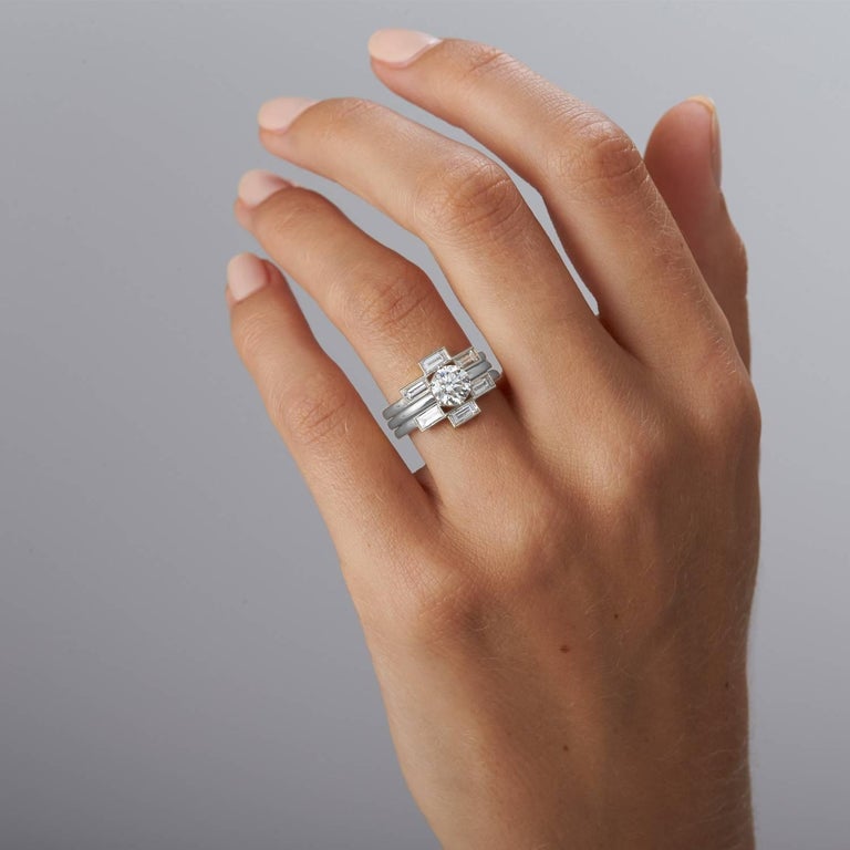 Zoe and Kester 18k White Gold Diamond Wedding Bands For Sale at