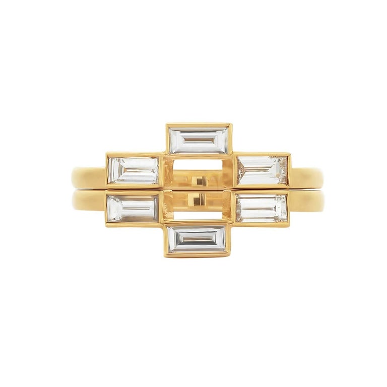 Zoe and Kester 18k Yellow Gold Diamond Wedding Bands For Sale at