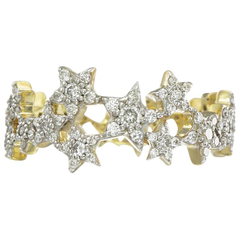 Zoe and Morgan Milky Way Yellow Gold Diamond Ring For Sale