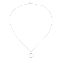 Zoe and Morgan White Gold Diamond Hexagon Necklace