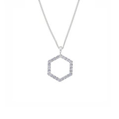 Zoe and Morgan White Gold Diamond Hexagon Necklace