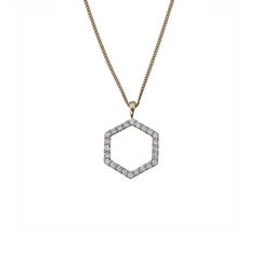 Zoe and Morgan Yellow Gold Diamond Hexagon Necklace