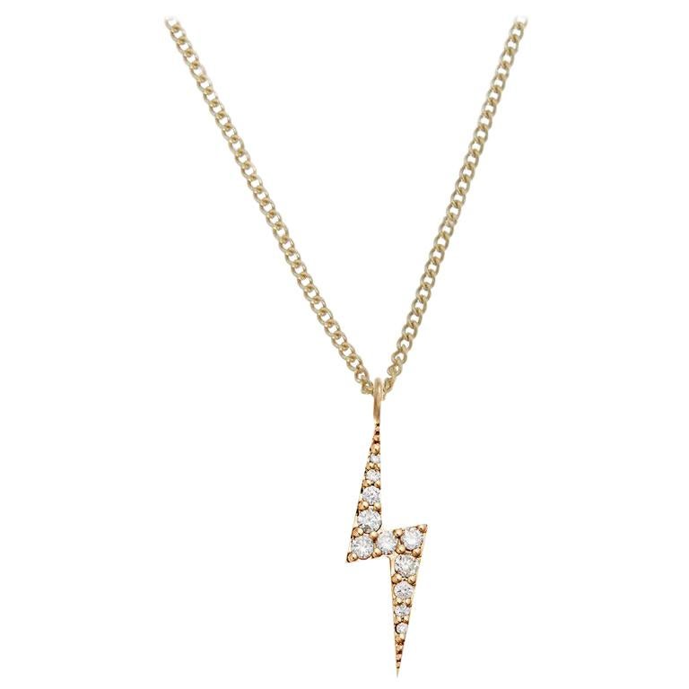 Zoe and Morgan Yellow Gold Diamond Zap Necklace For Sale