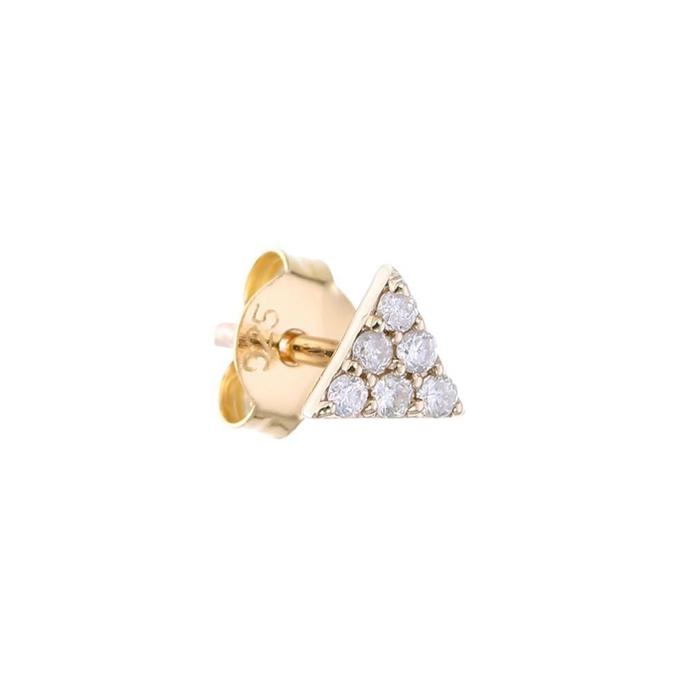 The pyramid represents the sense of harmony and unity within ourselves and with the environment to which we aspire.

9k yellow gold stud earring set with 6 white diamonds.

Earring size: Length : 4 mm, width : 5mm (at widest point)
Sold as a SINGLE