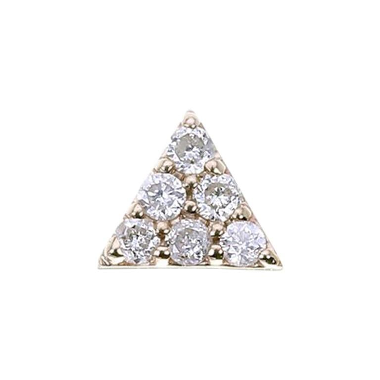 Zoe and Morgan Yellow Gold Mini Pyramid Diamond Single Stud Earring For Sale