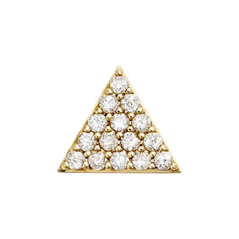 Zoe and Morgan Yellow Gold Pyramid of Diamonds Single Stud Earring For Sale