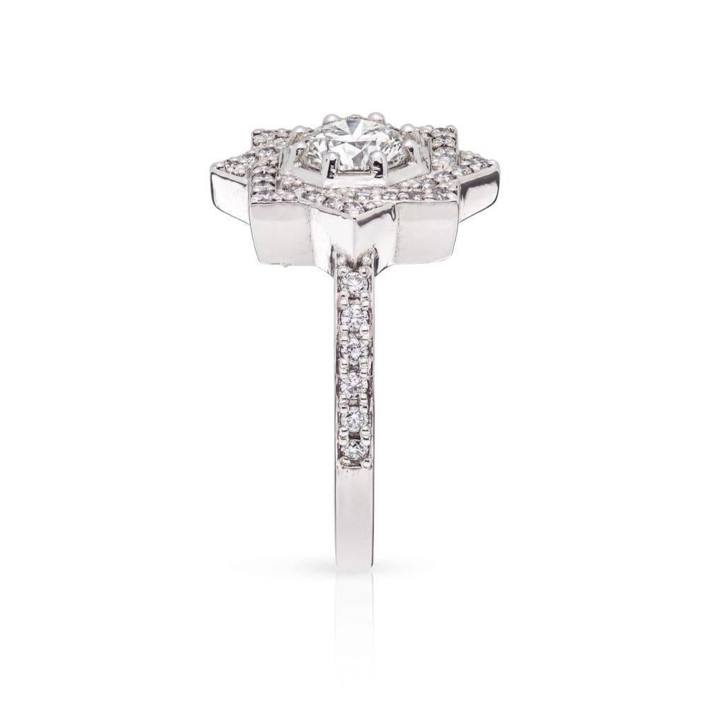 Contemporary Zoe and Morgan Zinnia 18 Karat White Gold Diamond Engagement Ring For Sale
