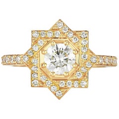 Zoe and Morgan Zinnia 18 Karat Yellow Gold Diamond Engagement Ring