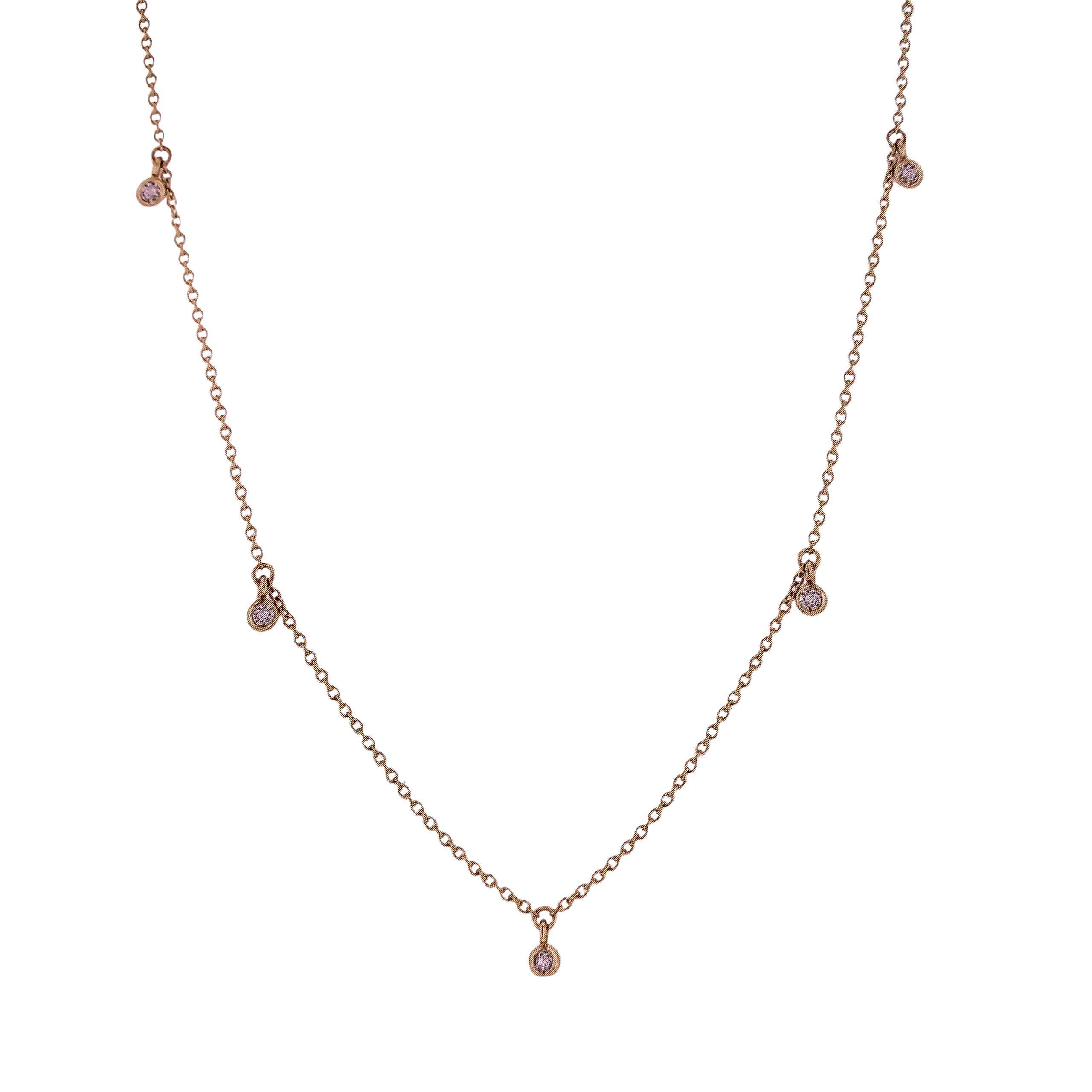 Taglio brillante Zoe Chicco - Collana con castone di diamanti pendenti in oro giallo 14K #23155 in vendita