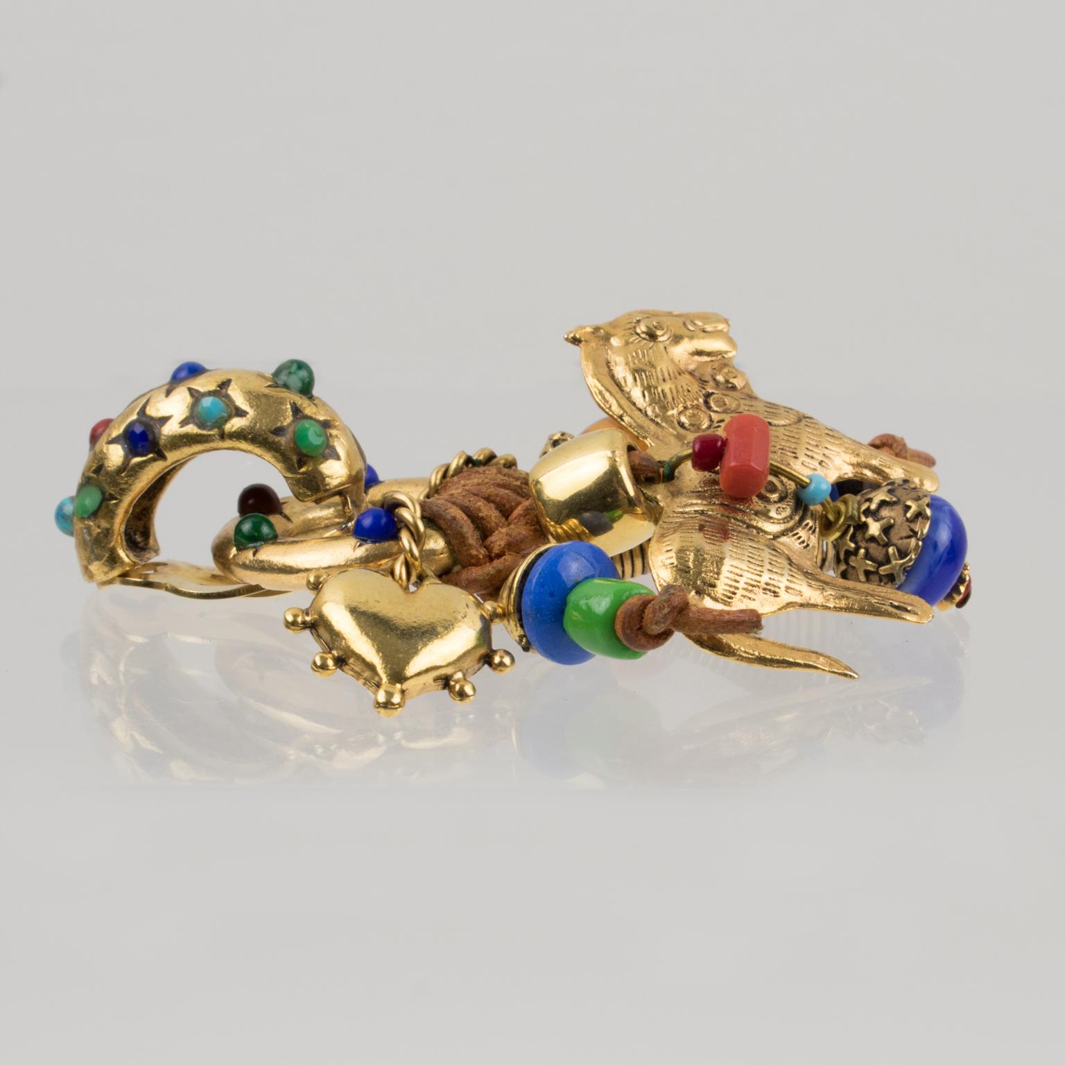 Zoe Coste Clips d'oreilles en métal doré et perles style bohème ethnique 2