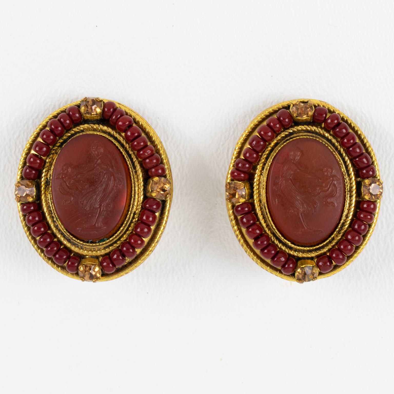 cameo clip on earrings