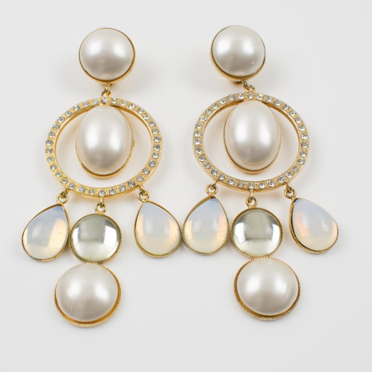 Zoe Coste Dangle Clip Earrings Opalescent Cabochon at 1stDibs zoe coste