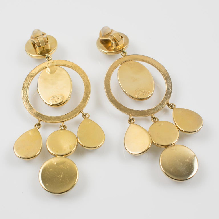 Zoe Coste Dangle Clip Earrings Opalescent Cabochon at 1stDibs zoe coste