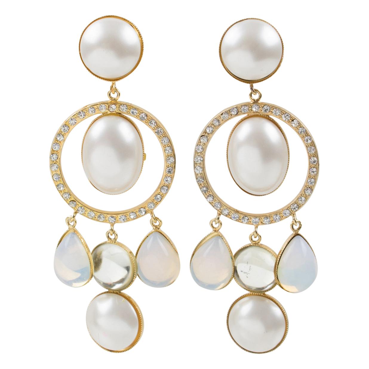 Zoe Coste Dangle Clip Earrings Opalescent Cabochon at 1stDibs zoe coste