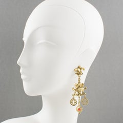 Zoe Coste Gilt Metal Baroque Chandelier Clip Earrings
