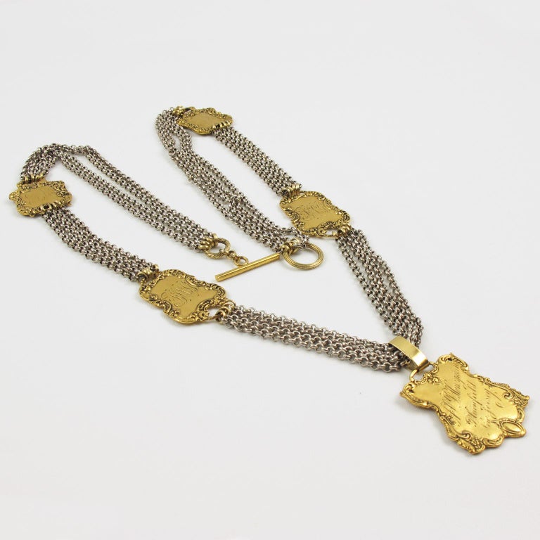 Zoe Coste Paris Extra Long MultiStrand Necklace with Gilt Medallion at