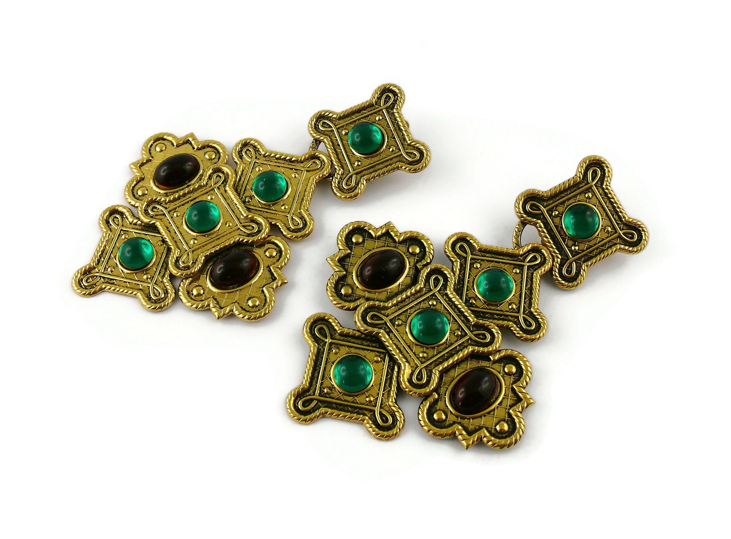 Zoe Coste Boucles d'oreilles pendantes vintage d'inspiration byzantine massive 1