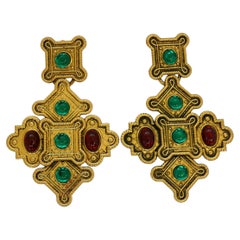 Zoe Coste Boucles d'oreilles pendantes vintage d'inspiration byzantine massive