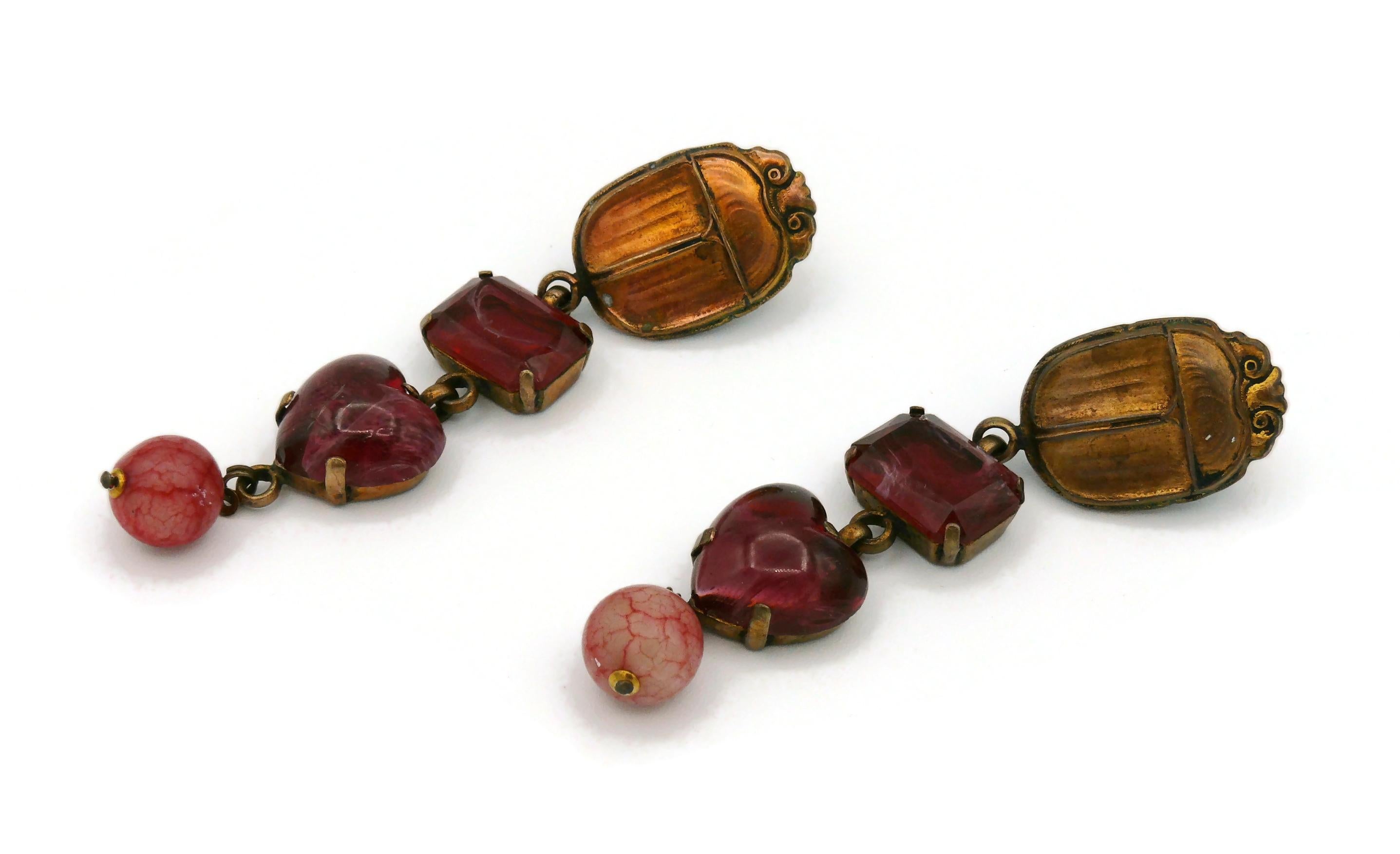 Boucles d'oreilles pendantes Scarabée Vintage de Zoe Coste État moyen - En vente à Nice, FR