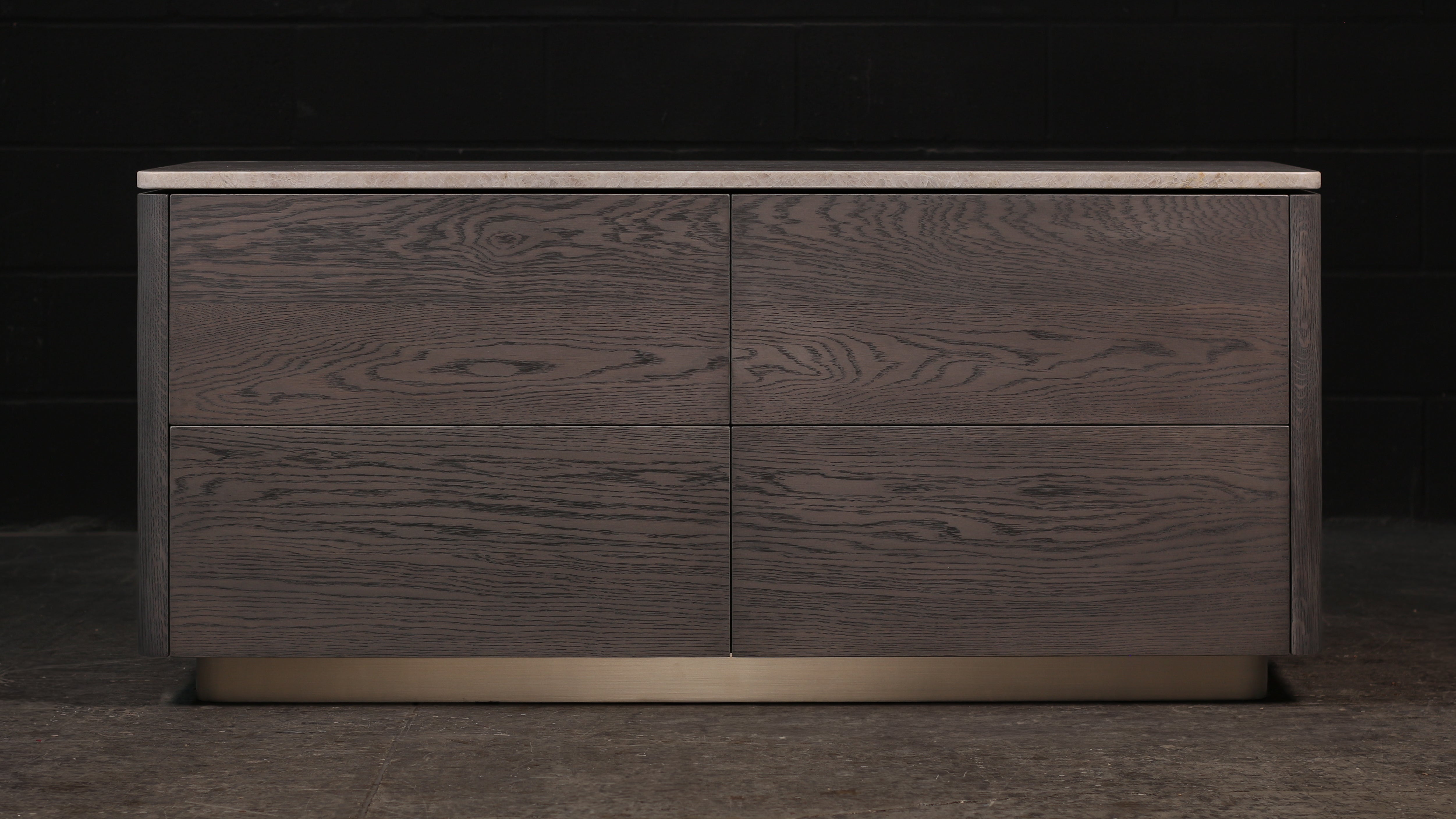 Contemporary Zoë Dresser, by AMBROZIA, Pebble Oak, Quartzite, Suede & Dull Champagne For Sale