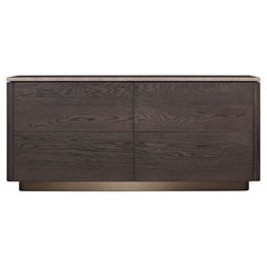 Cassettiera Zoë, di AMBROZIA, Pebble Oak, Quarzite, Suede e Champagne opaco