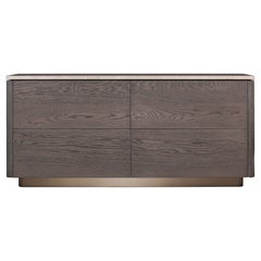 ZOË Dresser by AMBROZIA, Solid Pebble Oak, Quartzite Stone & Dull Champagne