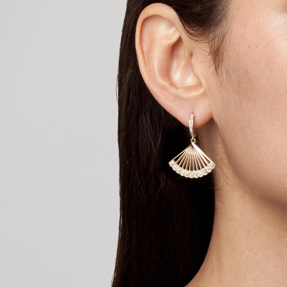 fan earrings gold