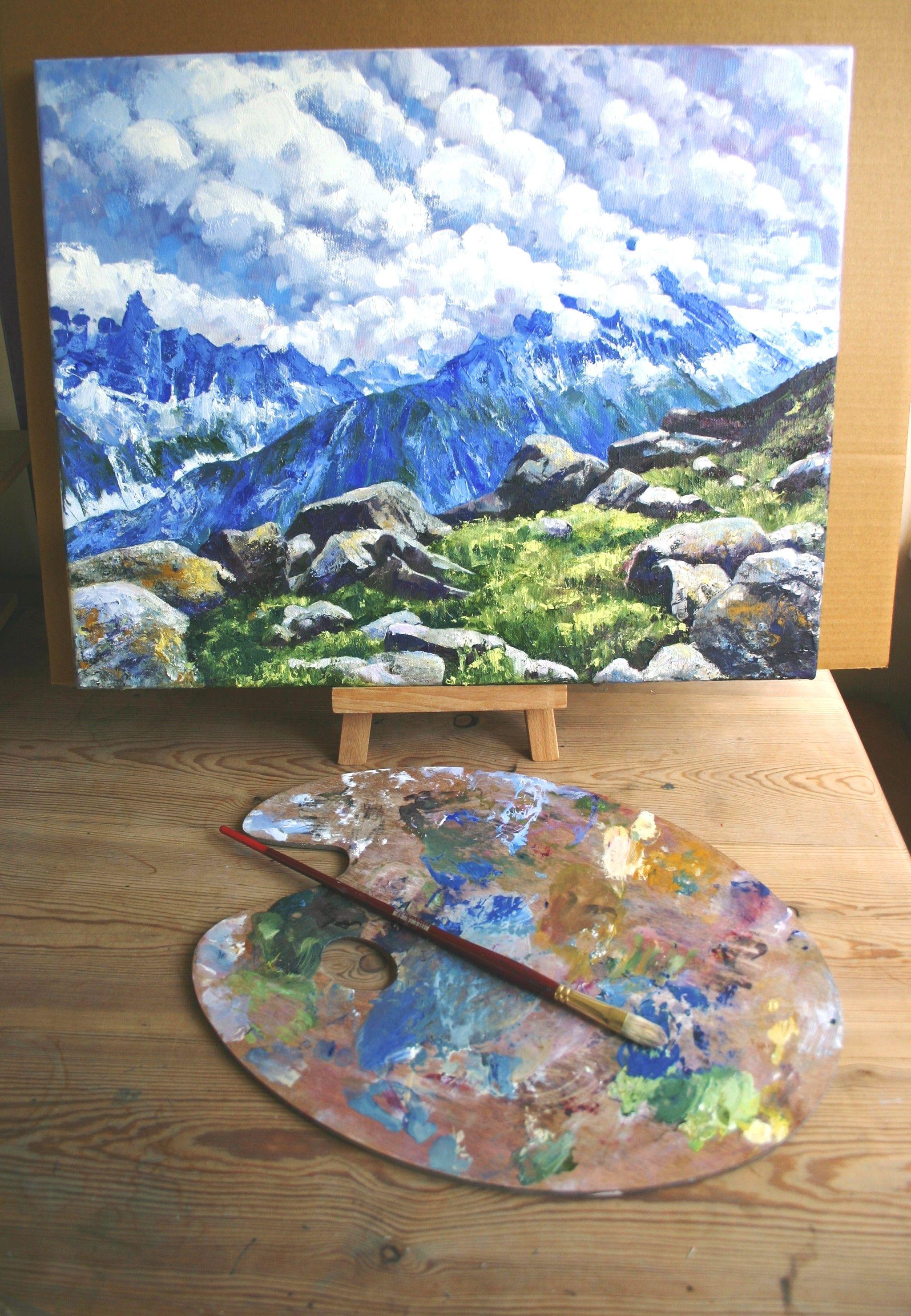 Peinture, huile sur toile, Hautes vallées alpines - Impressionnisme Painting par Zoe Elizabeth Norman