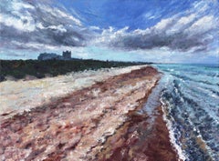 Peinture, huile sur toile, plage de Banburgh