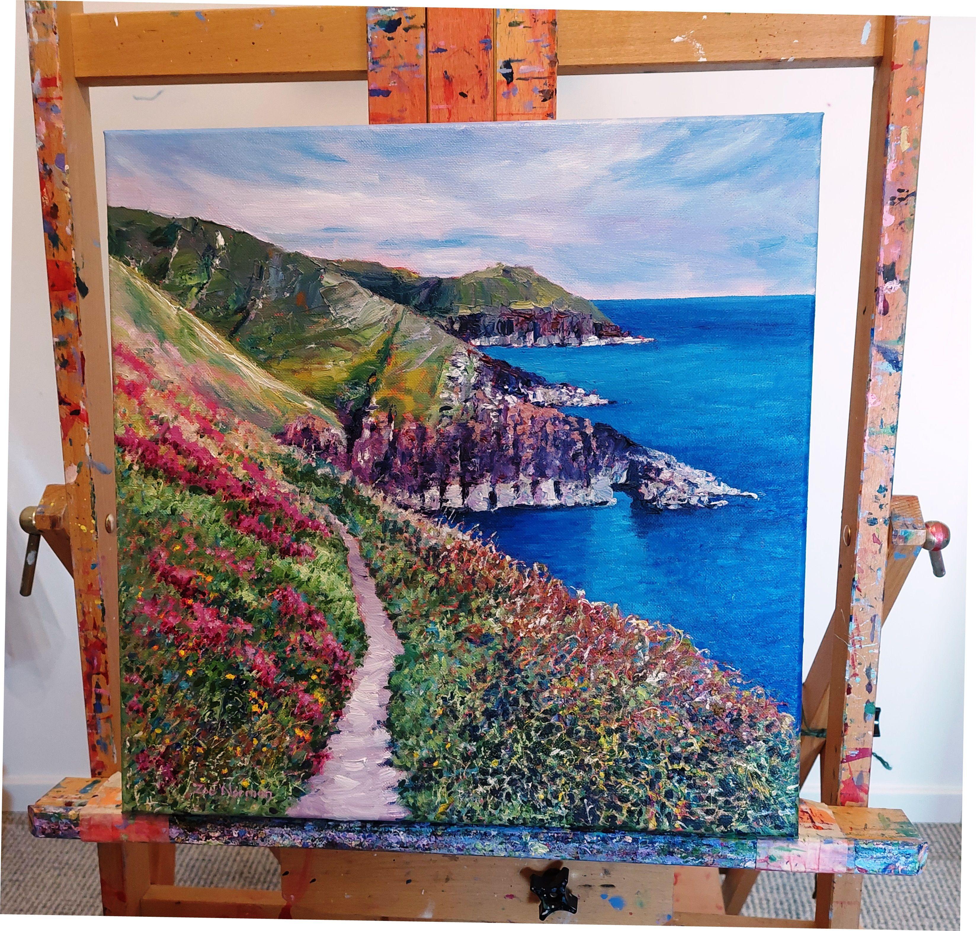 Coastal Path, Painting, Oil on Canvas For Sale 2