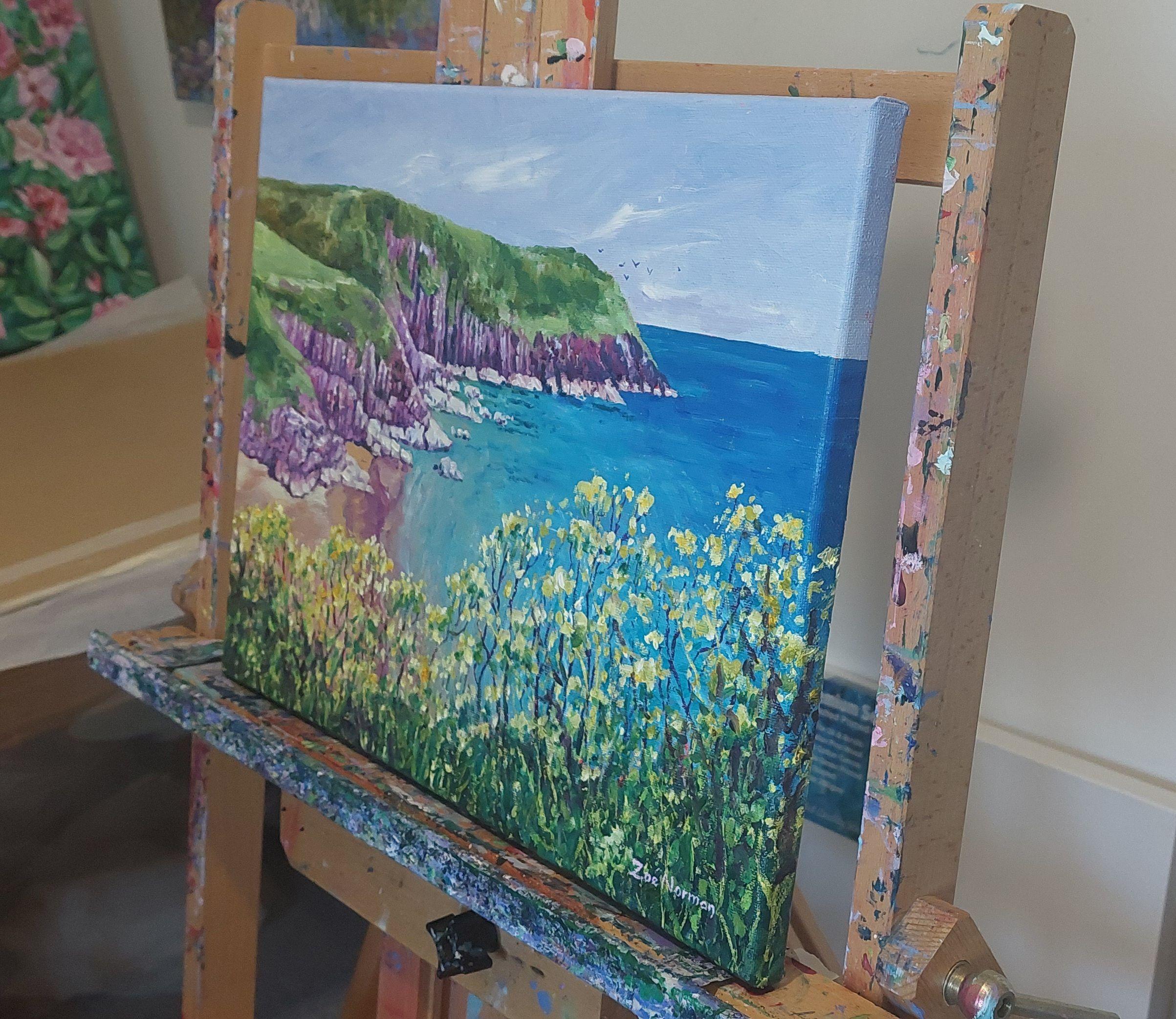 Flores silvestres costeras, Pintura, Óleo sobre lienzo en venta 1
