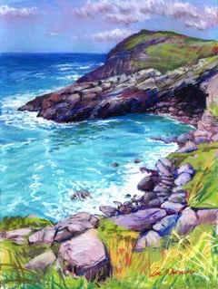 Cornwall, Cove at Tintagel, Painting, Pastels on Pastel Sandpaper