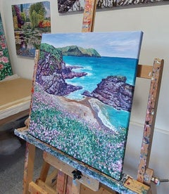 Flowers by the Sea, peinture, huile sur toile