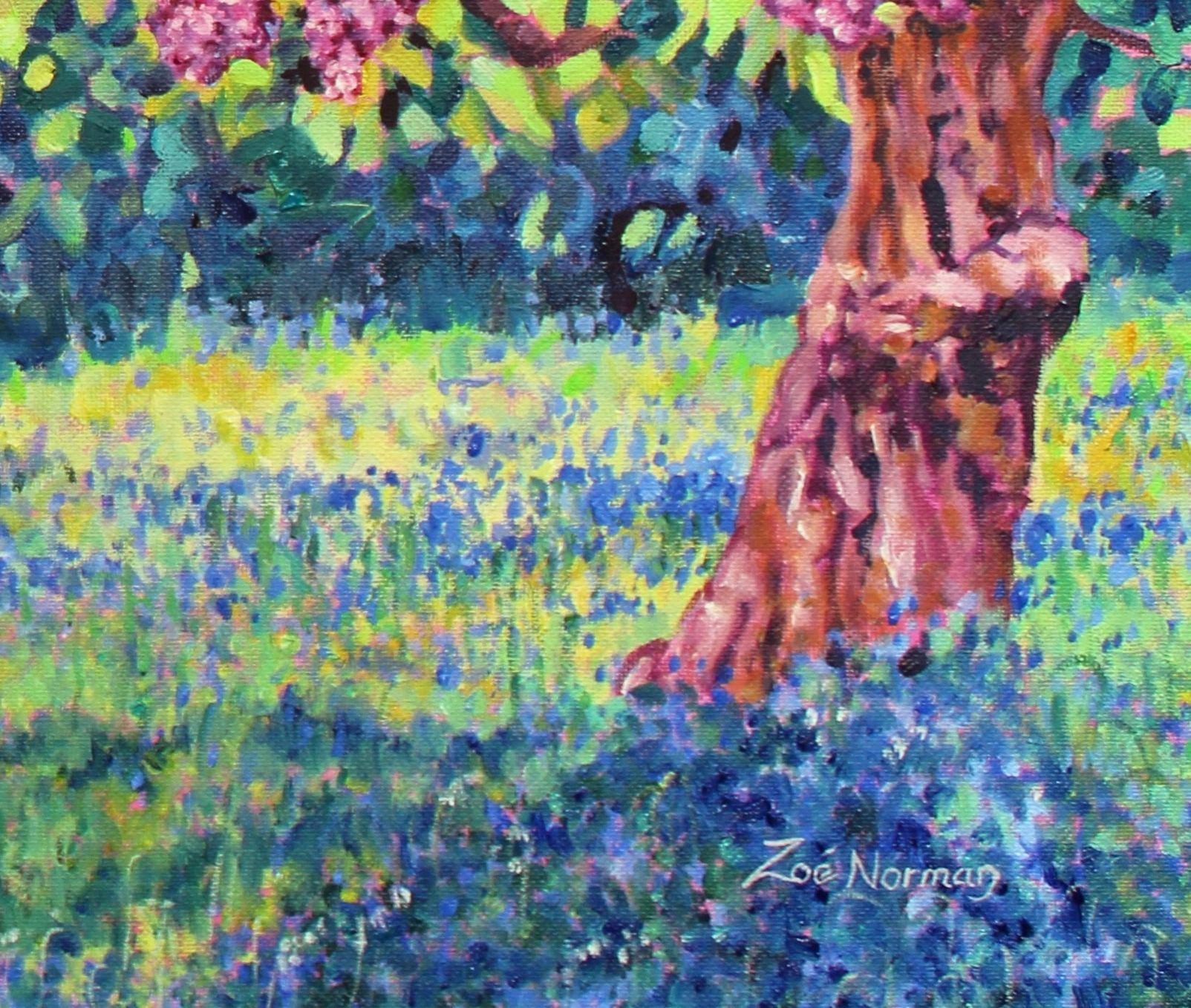 Lilac Trees, Painting, Oil on Canvas For Sale 1