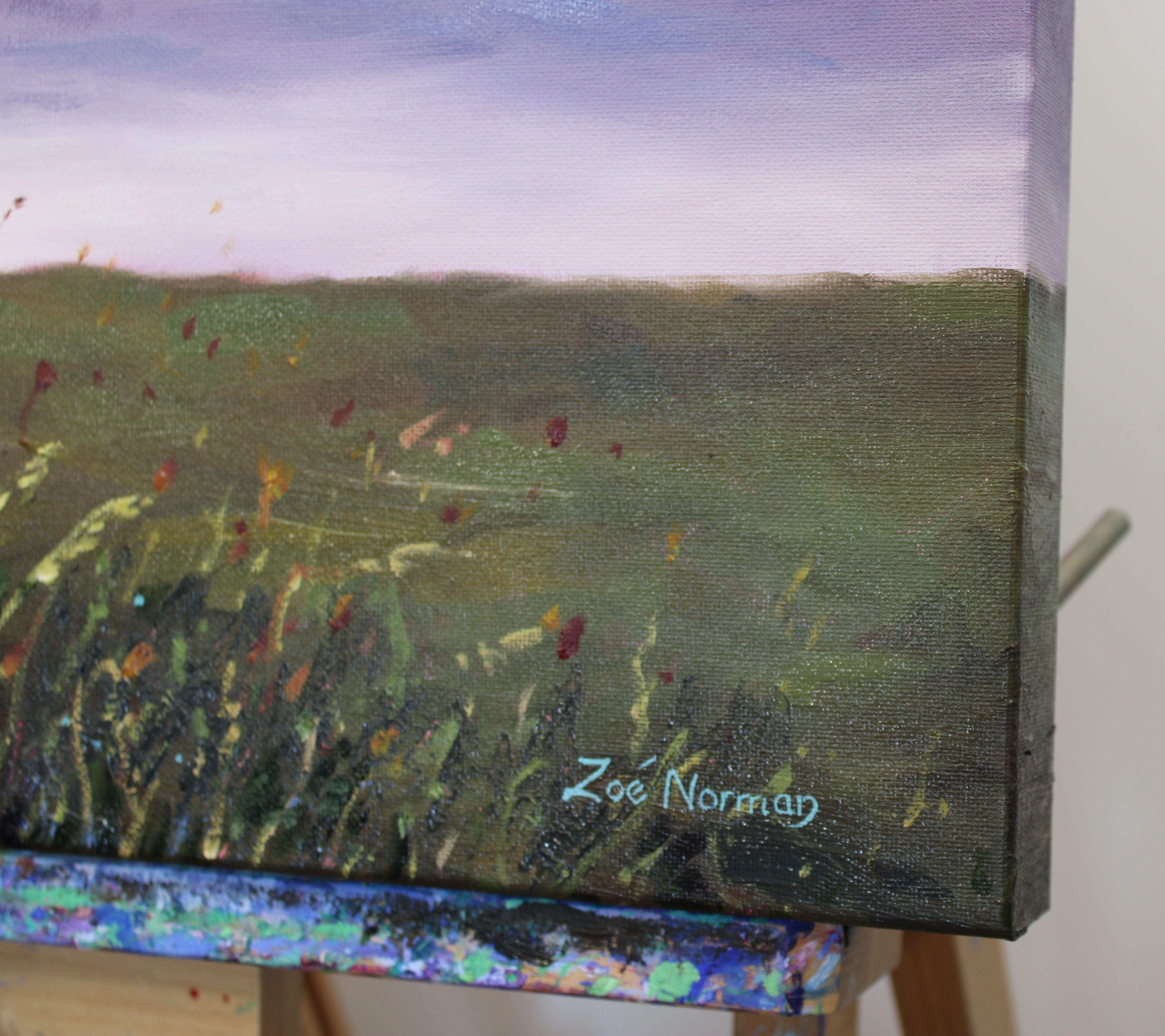 Poneys des landes, peinture, huile sur toile - Impressionnisme Painting par Zoe Elizabeth Norman