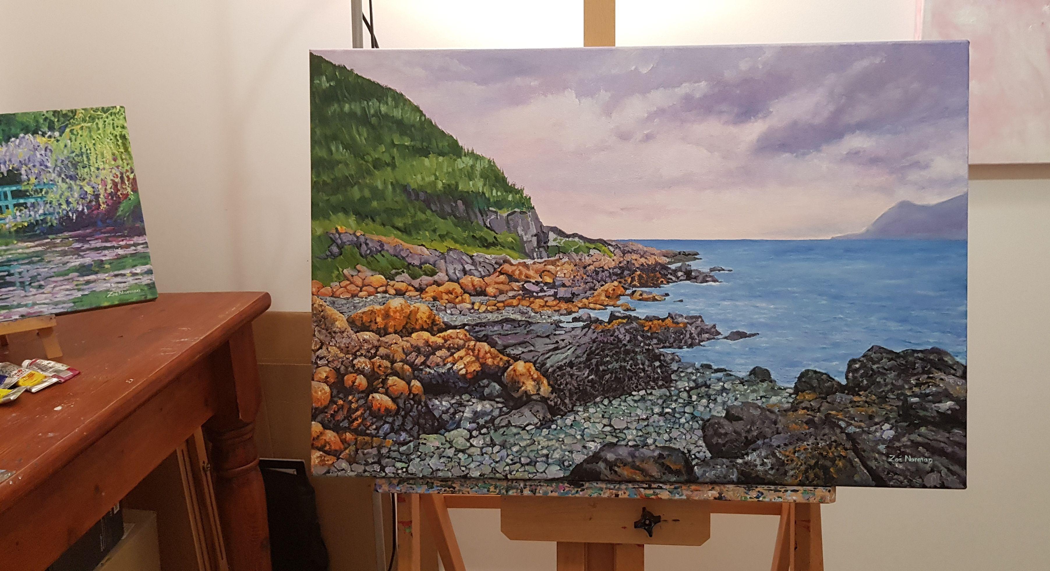 Porthdinllaen, Pittura, Olio su tela - Painting Impressionismo di Zoe Elizabeth Norman