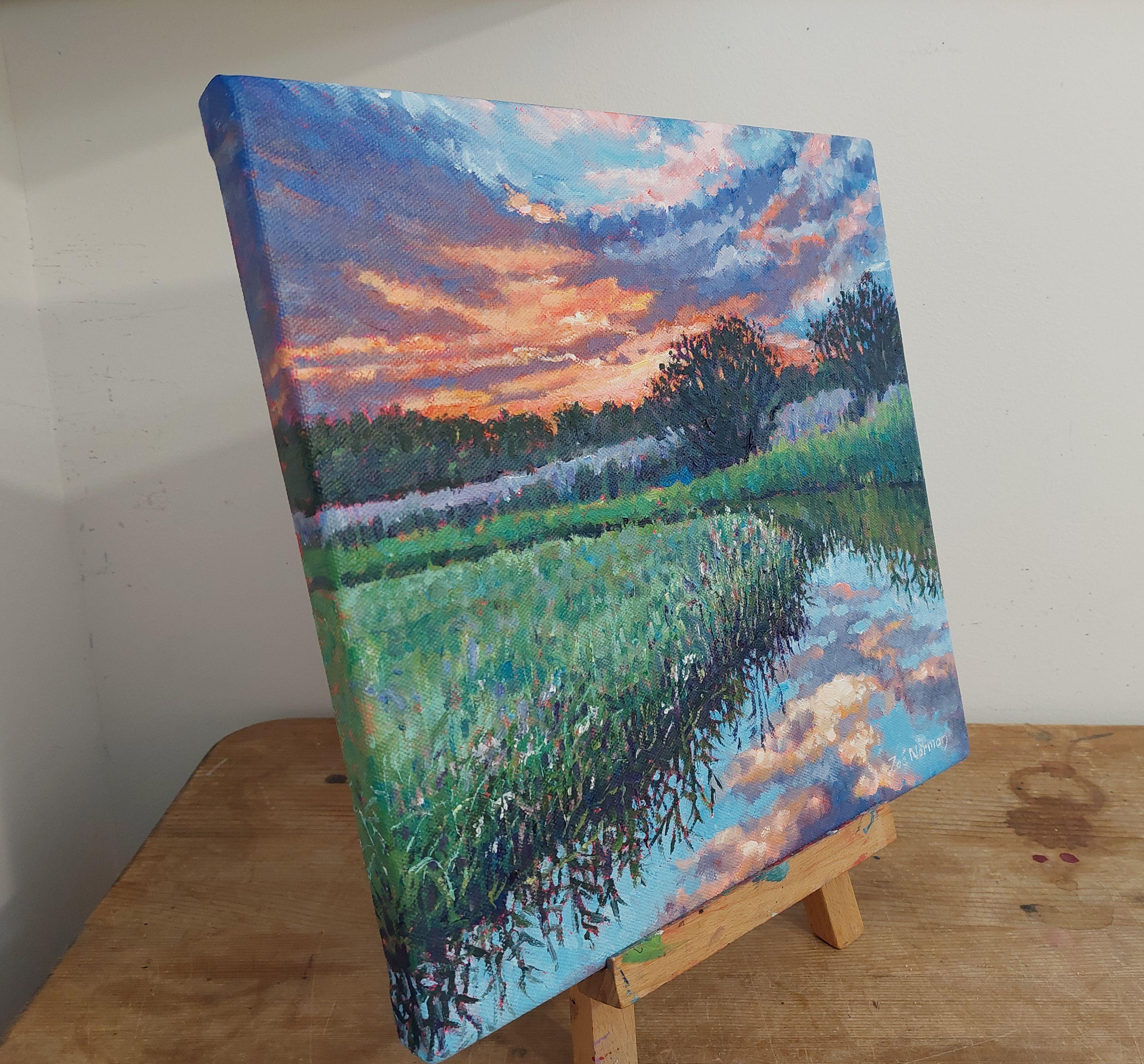 Reflected Sunset, Painting, Oil on Canvas For Sale 1