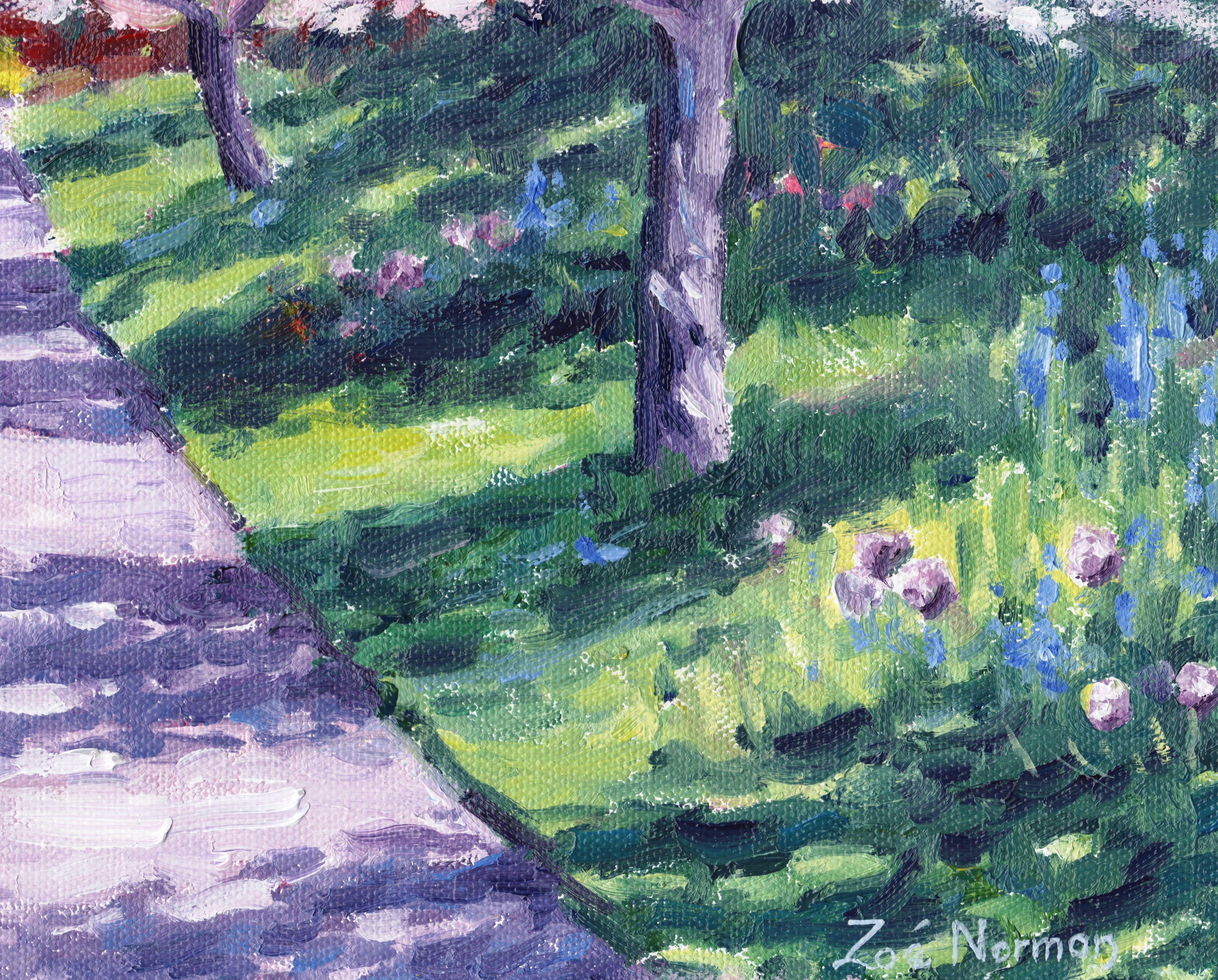 Wimpole Garden, Gemälde, Öl auf Leinwand (Impressionismus), Painting, von Zoe Elizabeth Norman