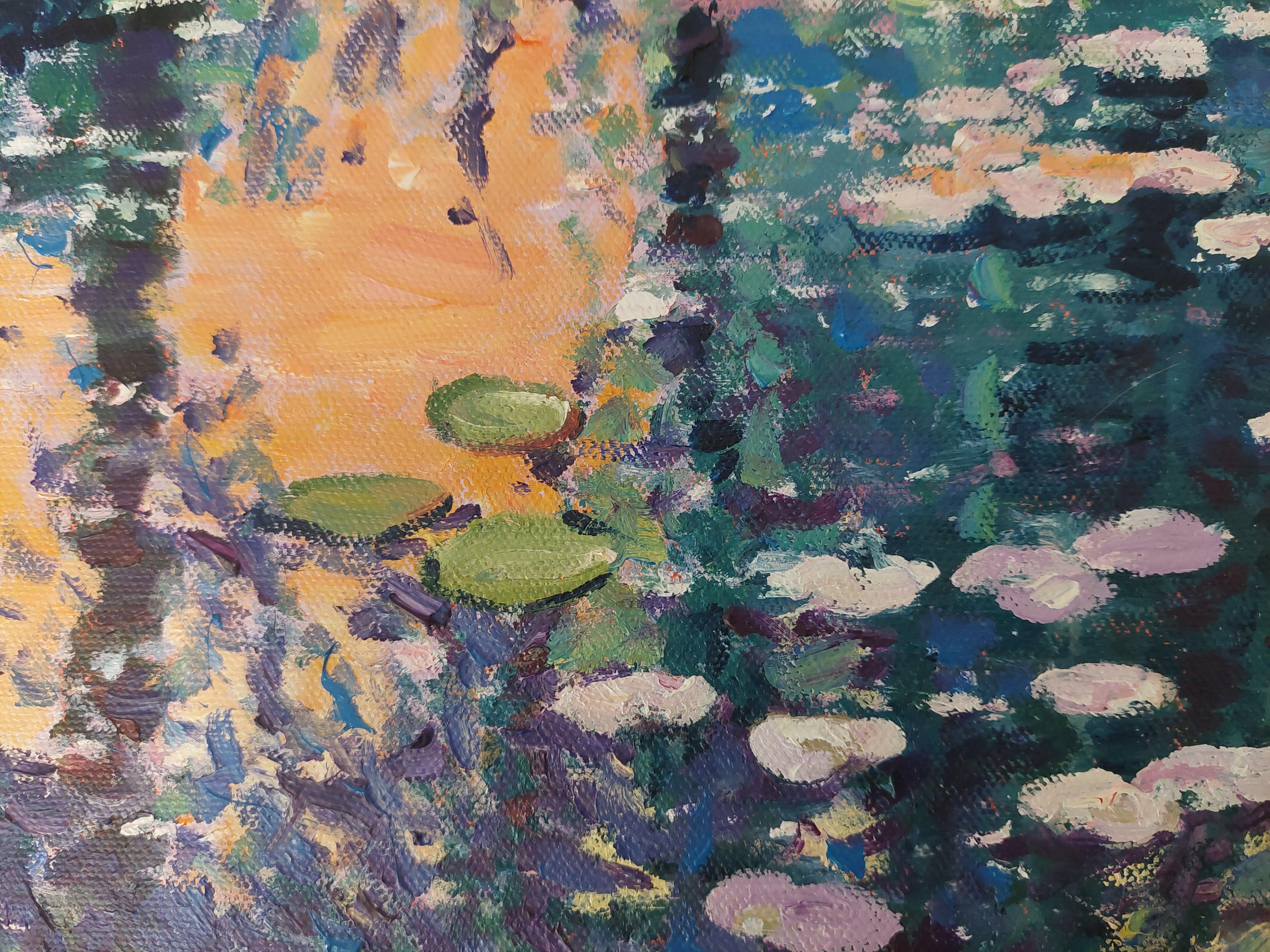 Wisteria at Giverny, Painting, Oil on Canvas For Sale 1