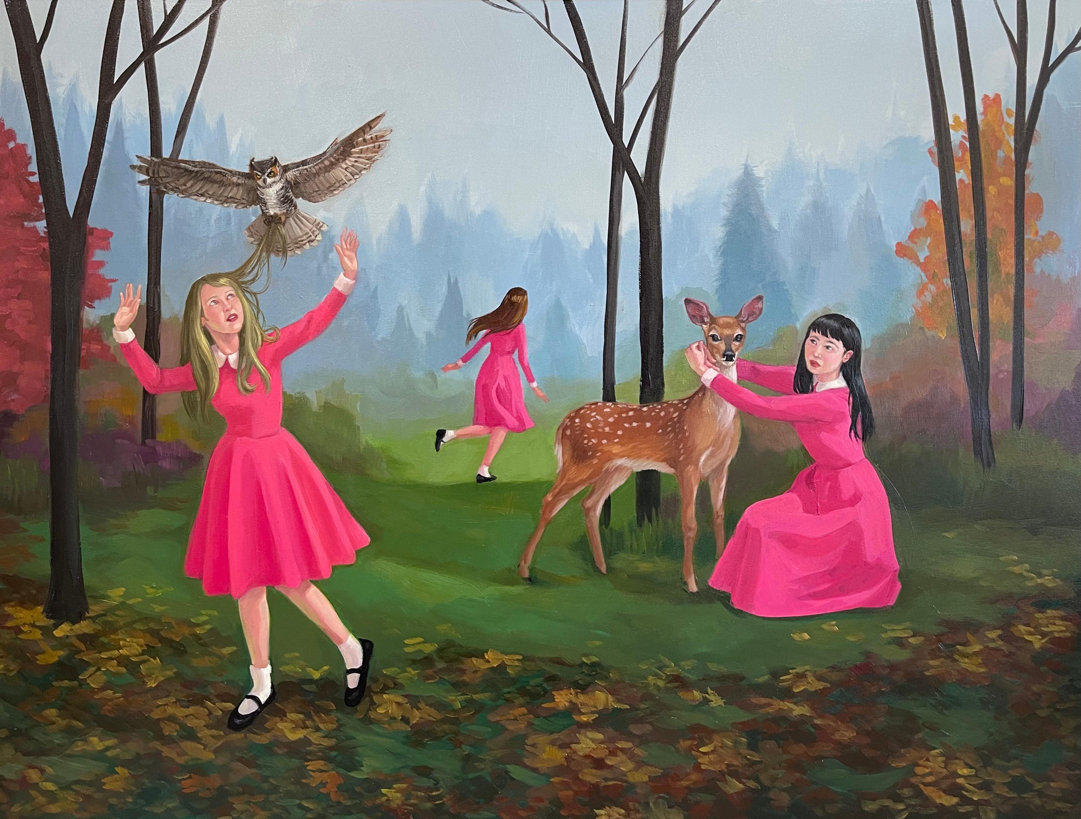 Landscape Painting Zoe Hawk - Ensemble à travers The Wood