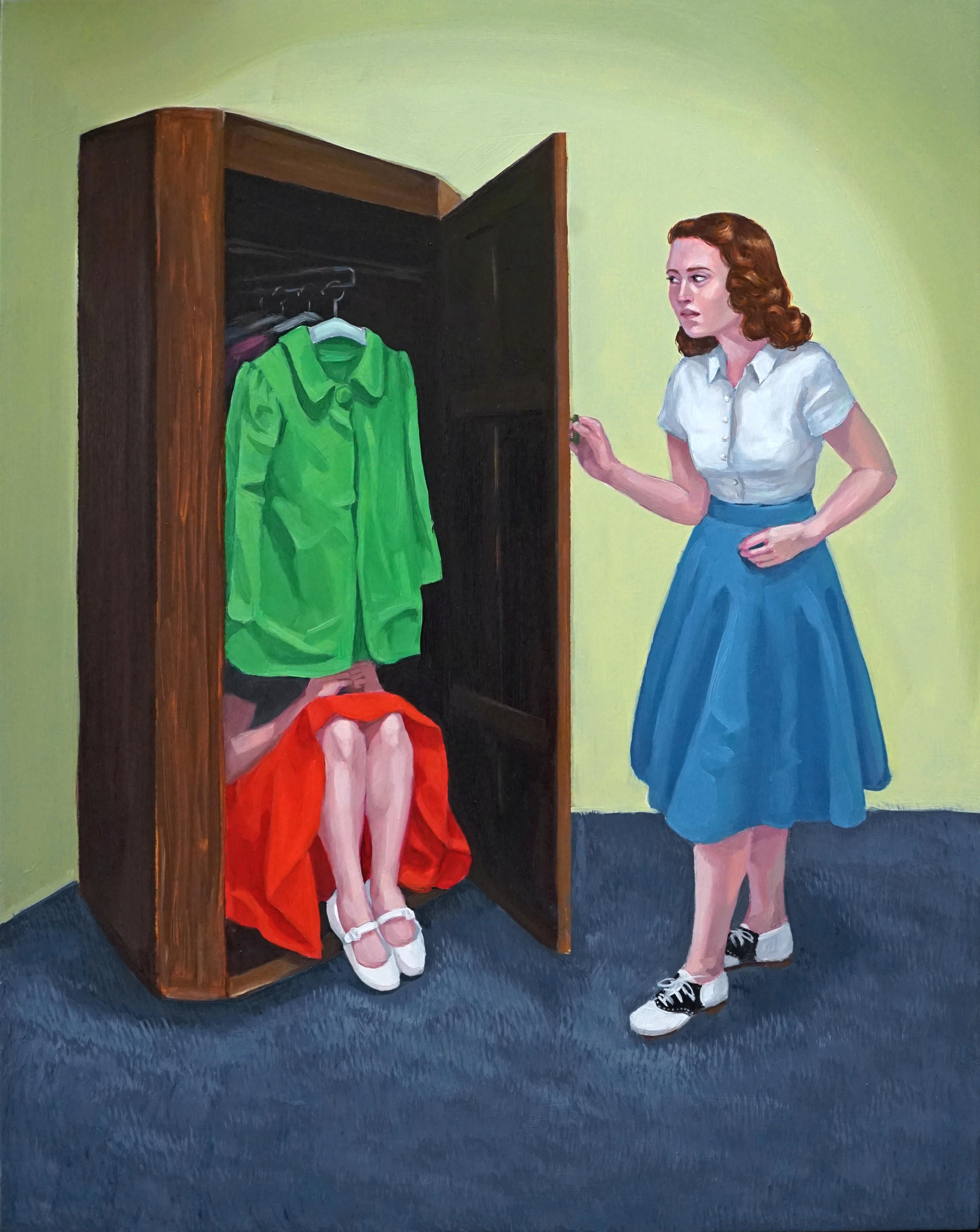 Zoe Hawk Figurative Painting - Wardrobe (Hide & Seek, No. 2) 